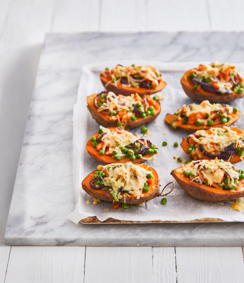 Barts Kookboekje (<35min): gevulde zoete aardappel met pancetta & oude kaas