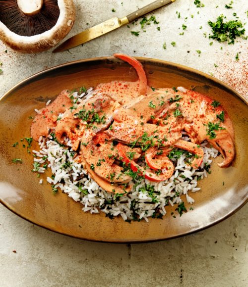 Barts Kookboekje (<20 min): vegan stroganoff met portobello